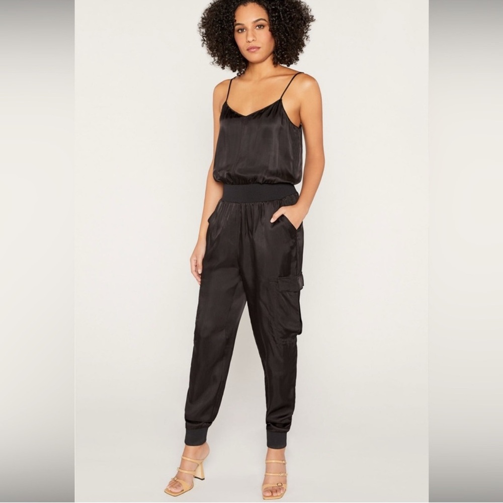 Cinq a Sept Silk Jumpsuit. Elegant Black Women's Jumpsuit